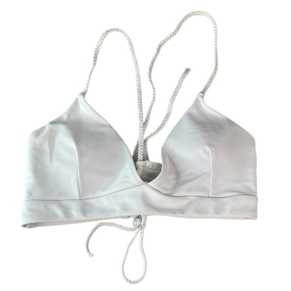 Zaful White Bikini Top with Braided Rope Straps Padded Adjustable *As Is S